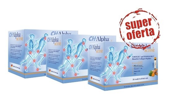 Pachet 3 cutii CH Alpha Active - Colagen 4 in 1 formula 28 fiole buvabile